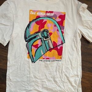 Disney Mandalorian Helmet Graphic Tee - White, Pink, Yellow
